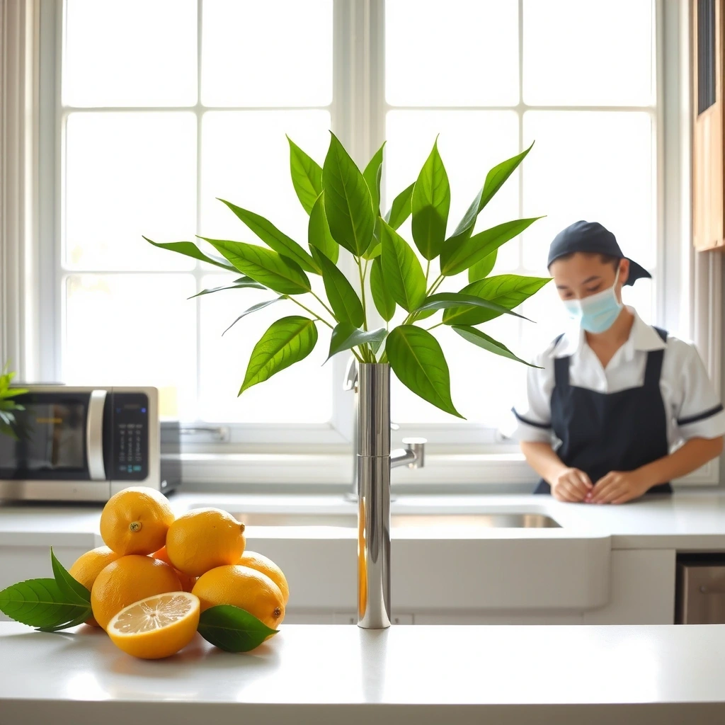 Sanitized kitchen counter